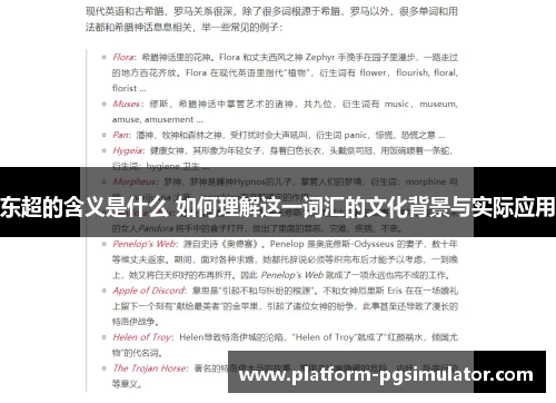 东超的含义是什么 如何理解这一词汇的文化背景与实际应用